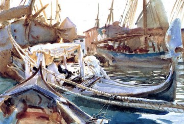 Paysage du quai œuvres - Croquis sur les Giudecca Bateaux John Singer Sargent